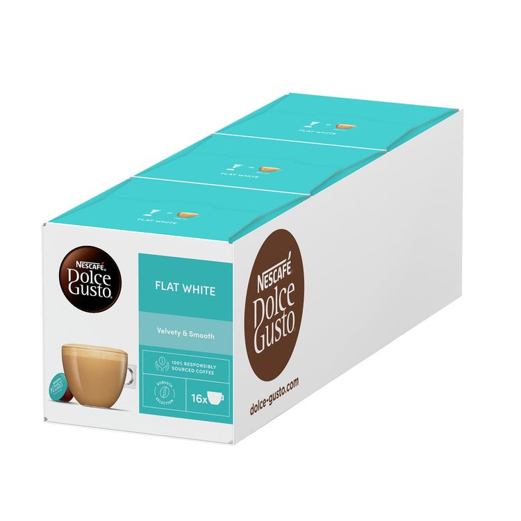 NESCAFÉ DOLCE GUSTO Flat White Coffee Pods, 16 Capsules (Pack of 3 - Total 48 Capsules, 48 Servings)