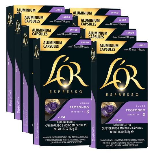L'OR Espresso Capsules, 80 Count Profondo Lungo, Single-Serve Aluminum Coffee Capsules Compatible w…