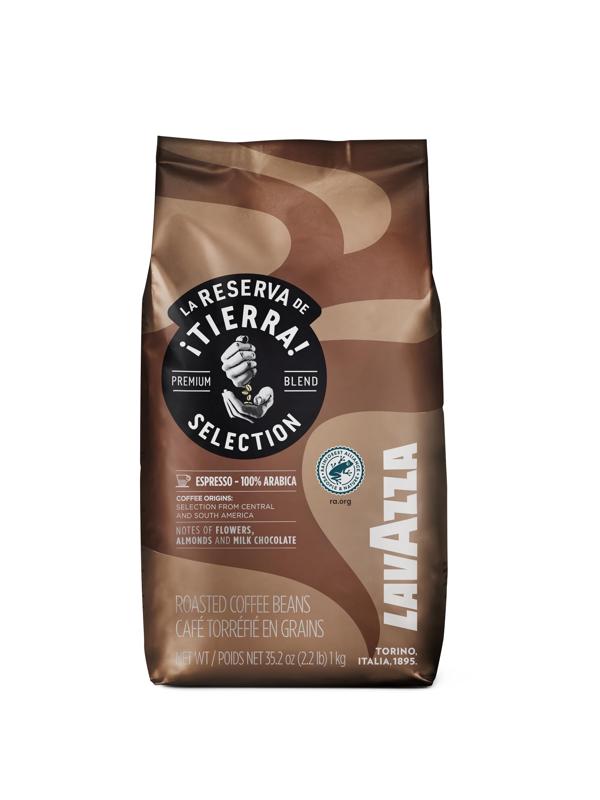 Lavazza Tierra! Selection Whole Bean Coffee Blend, Medium Roast, 2.2LB Bag , 100% Arabica, Rainfore…