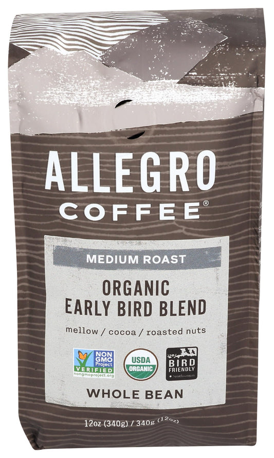 Allegro Coffee Organic Early Bird Blend Whole Bean Coffee, 12 oz