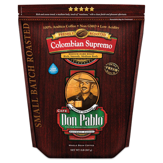 Don Pablo Colombian Supremo - Medium-Dark Roast - Whole Bean Coffee - Low Acidity