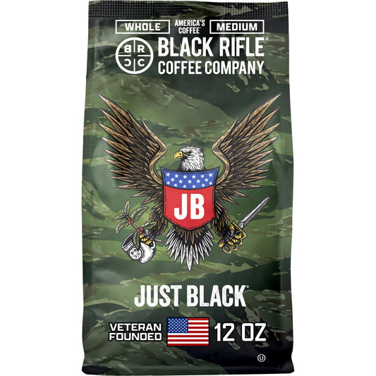 Black Rifle Coffee Company Just Black, 12oz Bag, Whole Bean Medium Roast - Roasted Blend Made from …