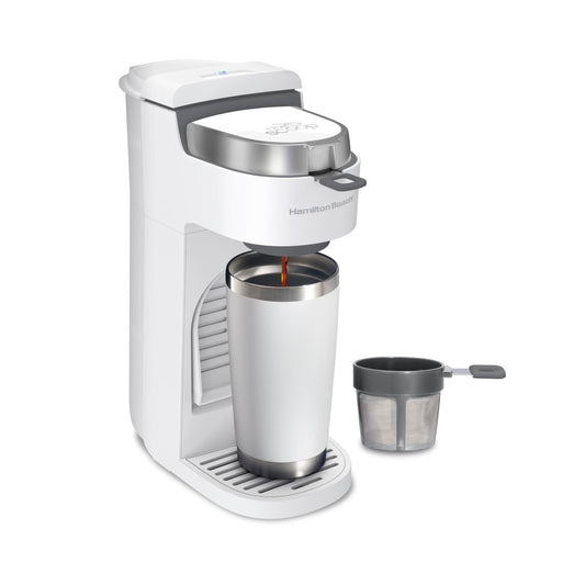 Hamilton Beach 47621 The Scoop Single Serve Coffee Maker & Fast Grounds Brewer for 8-14oz. Cups, Br…