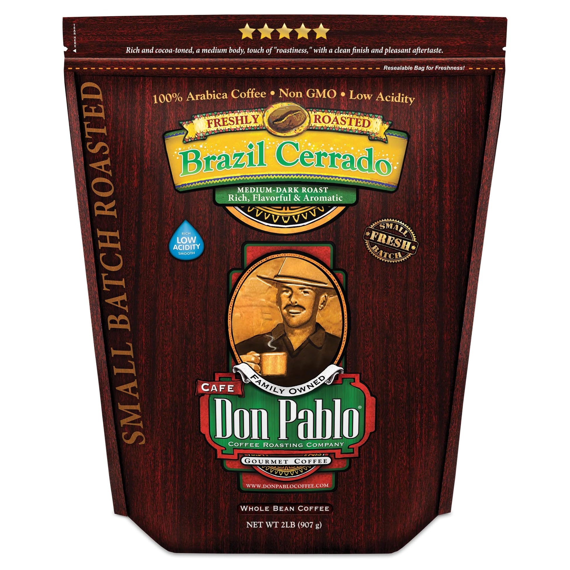 2LB Don Pablo Gourmet Coffee - Brazil Cerrado - Medium Dark Roast - Whole Bean Coffee - 100% Arabic…