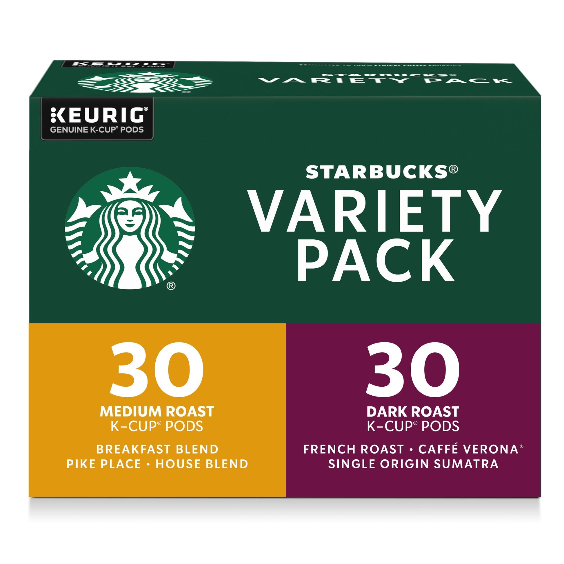 Starbucks K-Cup Coffee Pods, Starbucks Blonde, Medium and Dark Roast Hot or Iced Coffee, Variety Pa…