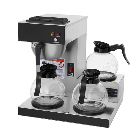 SYBO 12-Cup Commercial Coffee Maker, Pour Over Drip Coffee Maker Brewer with 3 Lower Warmers and 3 …