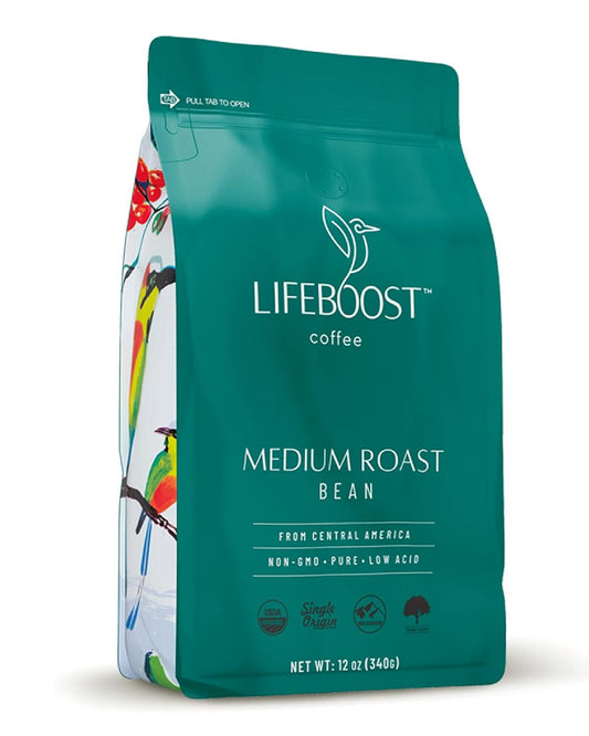 Lifeboost Organic Coffee Beans Medium Roast - Low Acid Single Origin Non-GMO Organic Whole Bean Cof…