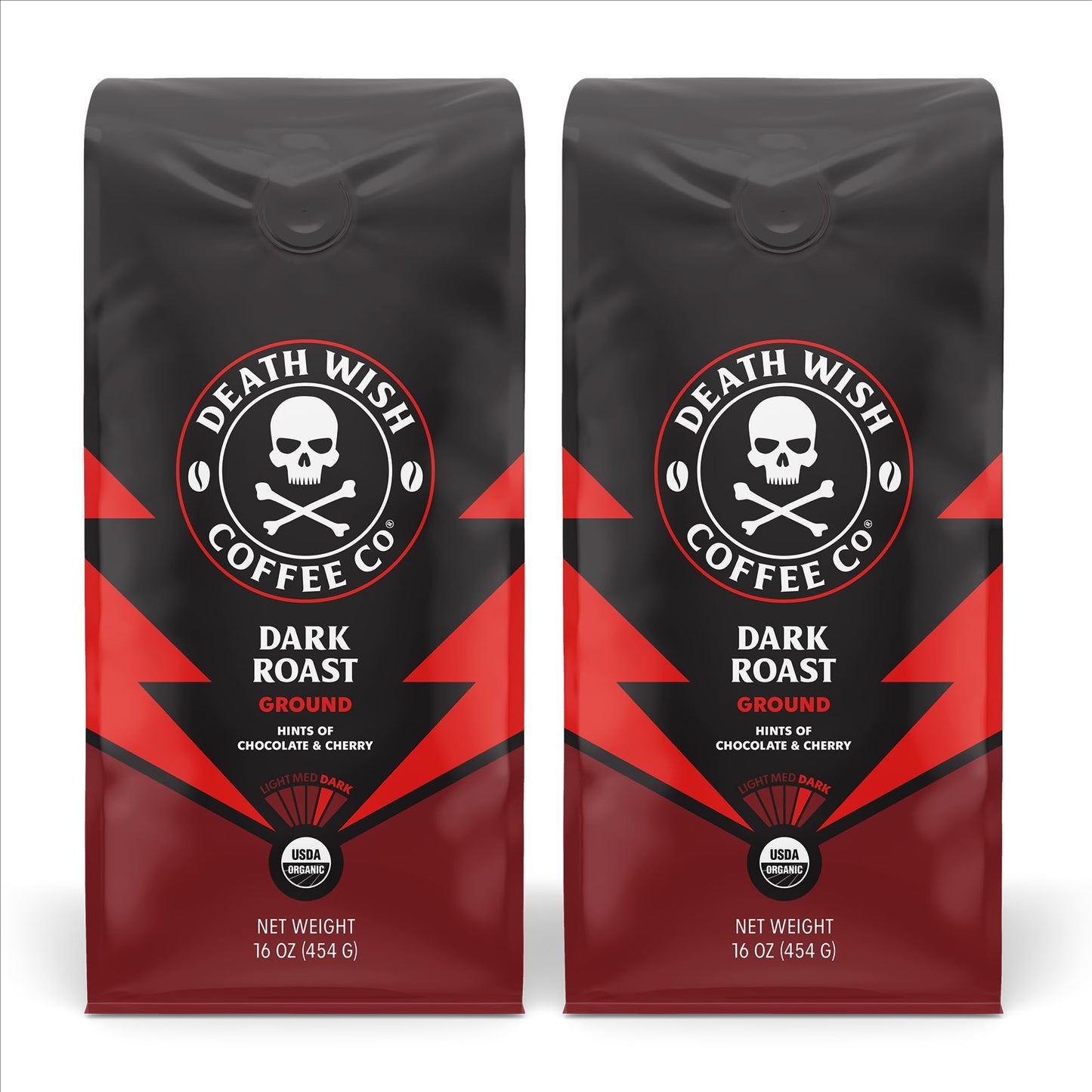 Death Wish Coffee Dark Roast Grounds -16 Oz, 2 Packs of Bold & Intense Blend of Arabica & Robusta B…