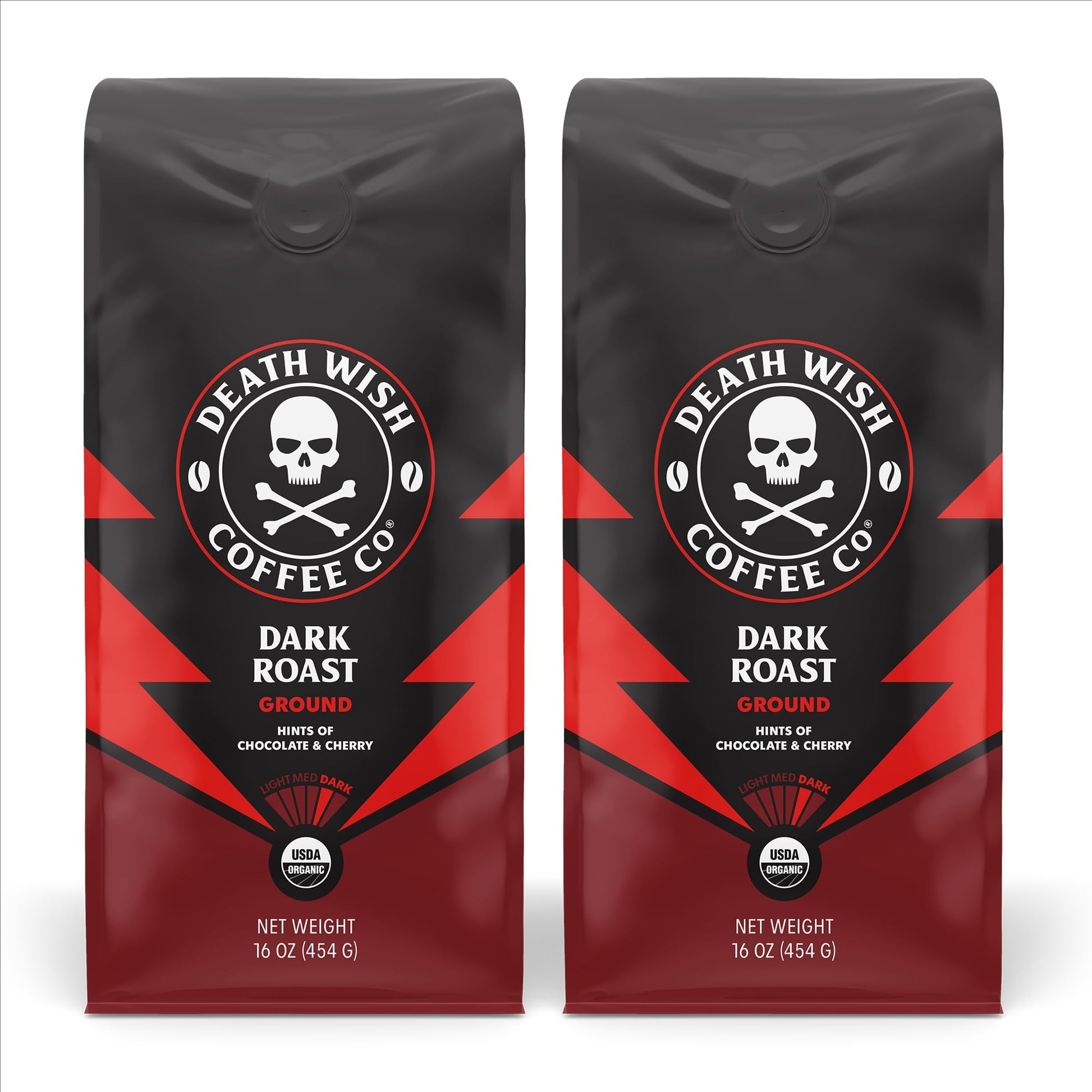 Death Wish Coffee Dark Roast Grounds -16 Oz, 2 Packs of Bold & Intense Blend of Arabica & Robusta B…